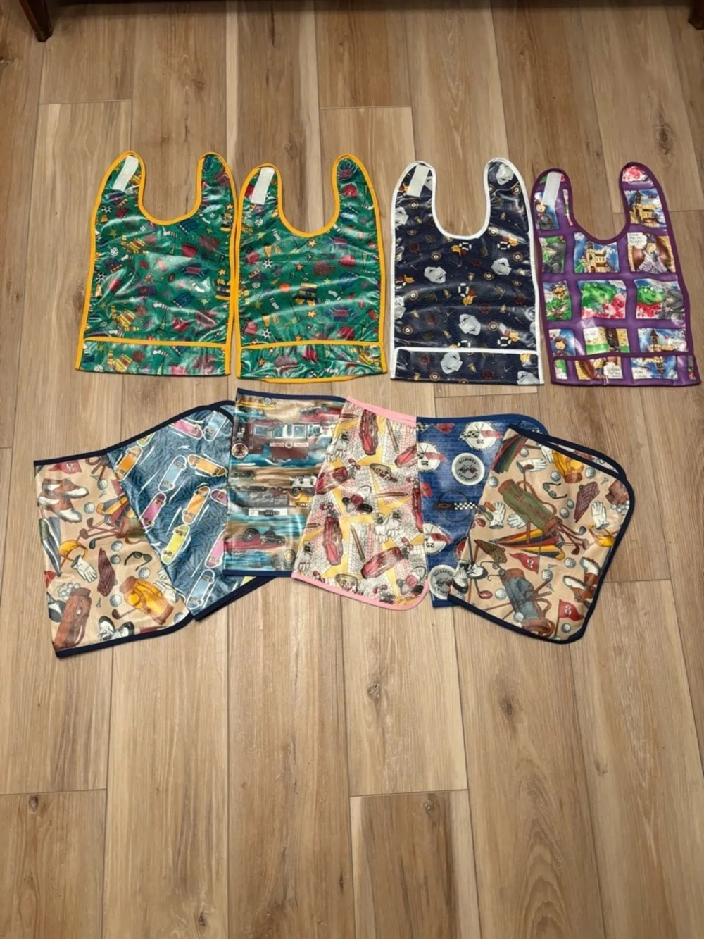 Boys Set of 10 Waterproof Bibs and Placemats